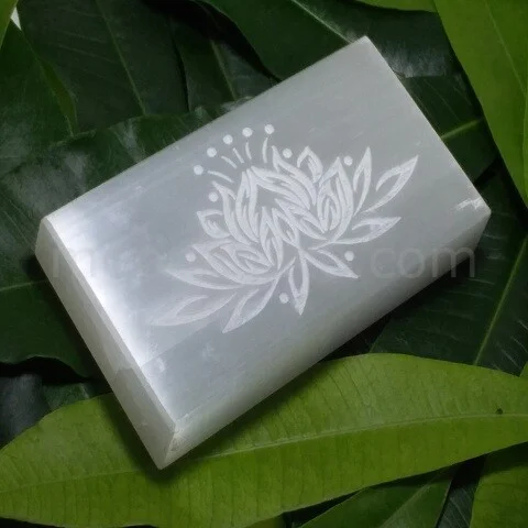 Selenite Engraved Crystal Charging Slab