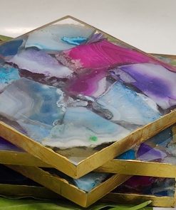 Colorful Agate Orgonite Square Coasters