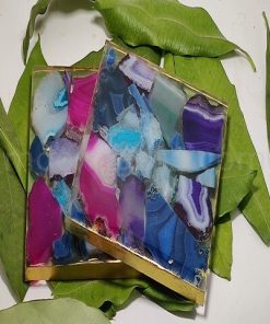 Colorful Agate Orgonite Square Coasters