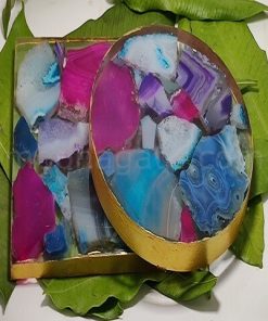 Colorful Agate Orgonite Square Coasters 1