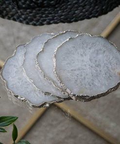 White Salted Agate Coasters