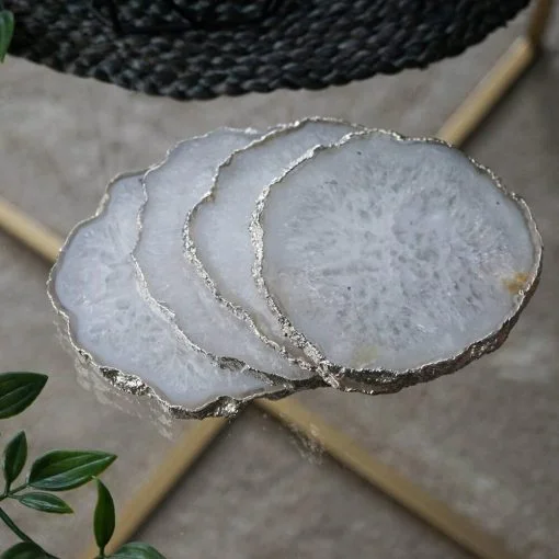 White Salted Agate Coasters