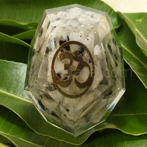 Rainbow Moonstone OM Seven Chakra OM Orgonite Dodecahedron