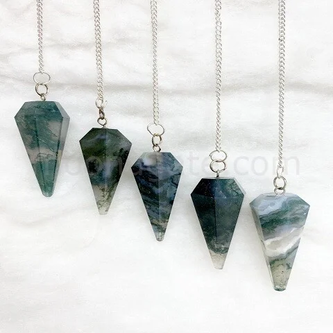 Moss Agate Gemstone Pendulum