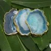 Green Natural Agate Slice Coasters