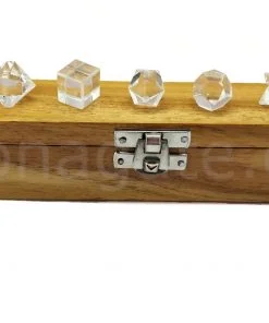 Wholesale Clear Quartz Geometry 7 Pieces Set in Wooden Box, Platonic Set