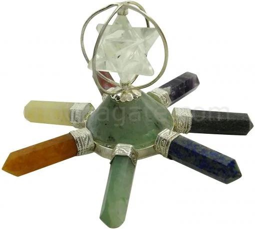 Wholesale Green Aventurine Energy Generator With Clear Quartz Merkaba Star