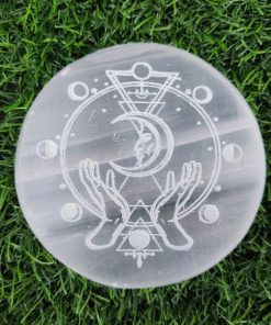 Wholesale Crescent Moon Engraved Selenite Charging Plate