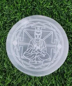 Wholesale Selenite Yoga Buddha Engraved Plate