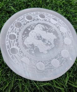 Wholesale Hecate Triple Goddess Etched Selenite Coaster