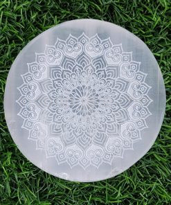 Wholesale Flowers Design Engraved Selenite Plate