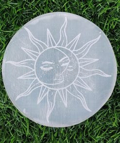 Wholesale Sun Engraved Selenite Crystal Charging Plate