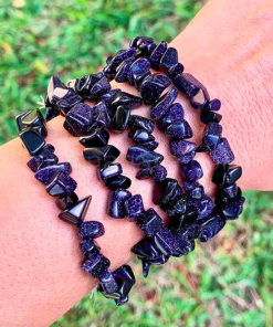 Wholesale Blue Goldstone Gemstone Chip Bracelets