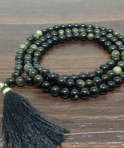 Wholesale Rainbow Black Obsidian Gemstone Beads Prayer Mala (108 Beads)