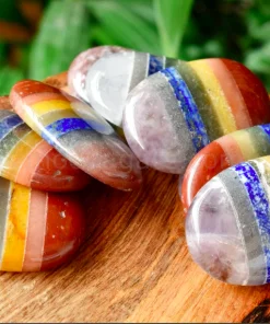 Wholesale Seven chakra Bonded Palm Stones