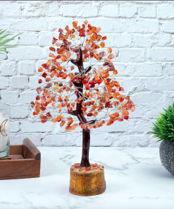 Natural Red Carnelian Agate Chips Mineral Tree For Decoration