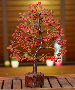 Red Carnelian Crystal Chips Mineral Tree For Home Decoration