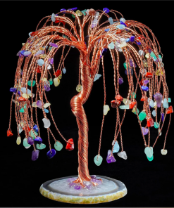 Handmade Multi Crystals Mineral Tree With Agate Slice Base