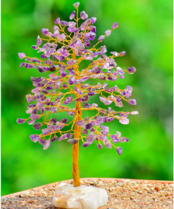 Amethyst Gemstone Mineral Tree with Agate Slice Base