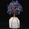 Lapis Lazuli Gemstone Chips Mineral Tree With White Quartz Base For Home Decor