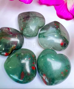 Wholesale African Blood Stone Puffy Hearts