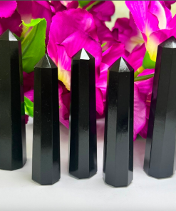 Wholesale Natural Black Obsidian Obelisk Points ( 8 Faceted )