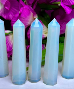 Wholesale Natural Crystal Opalite Obelisk Points ( 8 Faceted )