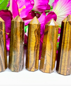 Wholesale Natural Agate Tiger Eye Obelisk Point Tower ( 8 Faceted )