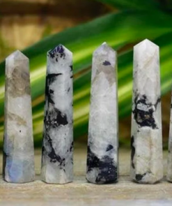 Wholesale Natural Crystal Rainbow Moonstone Obelisk Point Towers ( 8 Faceted )