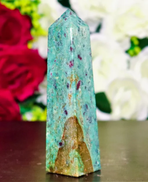 Wholesale Natural Crystal Stone Ruby Fuschite Obelisk Tower