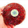 Wholesale Red Jasper Flower of Life Orgonite Coaster