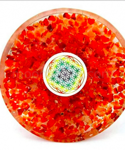 Wholesale Orange Dyed Flower of Life Orgonite Coaster