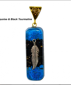 Turquoise & Black Tourmaline Orgonite Pendant Necklace