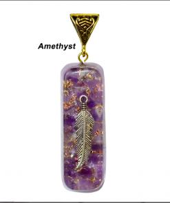 Amethyst Leaf Orgonite Pendant Necklace