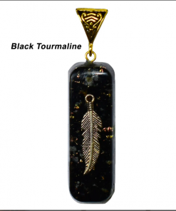 Black Tourmaline Leaf Orgonite Pendant Necklace