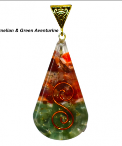 Red Carnelian & Green Aventurine Tear Drop Orgonite Pendent