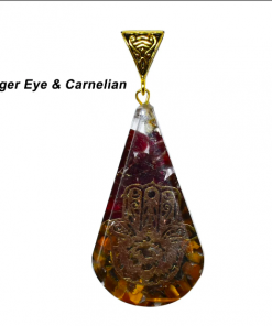 Tiger Eye & Carnelian Tear Drop Orgonite Pendent