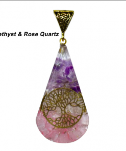 Amethyst & Rose Quartz Tear Drop Orgonite Pendent