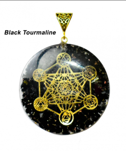 Black Tourmaline Metatron Chakra Orgonite Energy Pendent