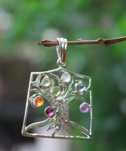 Tree of Life Seven Chakra Metal Pendant