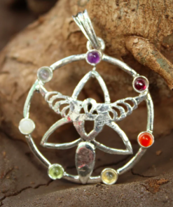 Dragon fly Round Shape Seven Chakra Metal Pendant