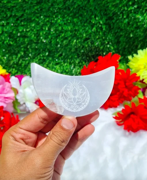 Wholesale Selenite Moon Star Engraved Crescent Moon