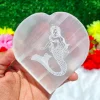 Wholesale Selenite Mermaid Engraved Heart Shape Plate