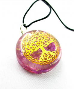 Pink Quartz Dyed Tree of Life Orgonite Energy Pendent