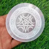 Wholesale Pentagram & Crescent Moons Engraved Selenite Plate