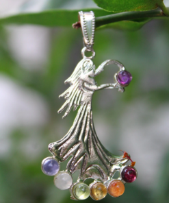 Standing angel seven Chakra metal pendant