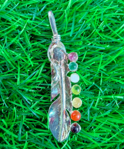 Feather Seven chakra Metal Pendant