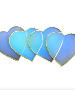 Wholesale Opalite Heart Shape Gold Rimmed Slice Coaster